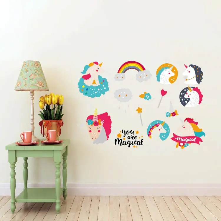 Unicorn Wall Stickers For Kids Girls Room, Diy Poster Wallpaper Bathroom Wall Stickers
