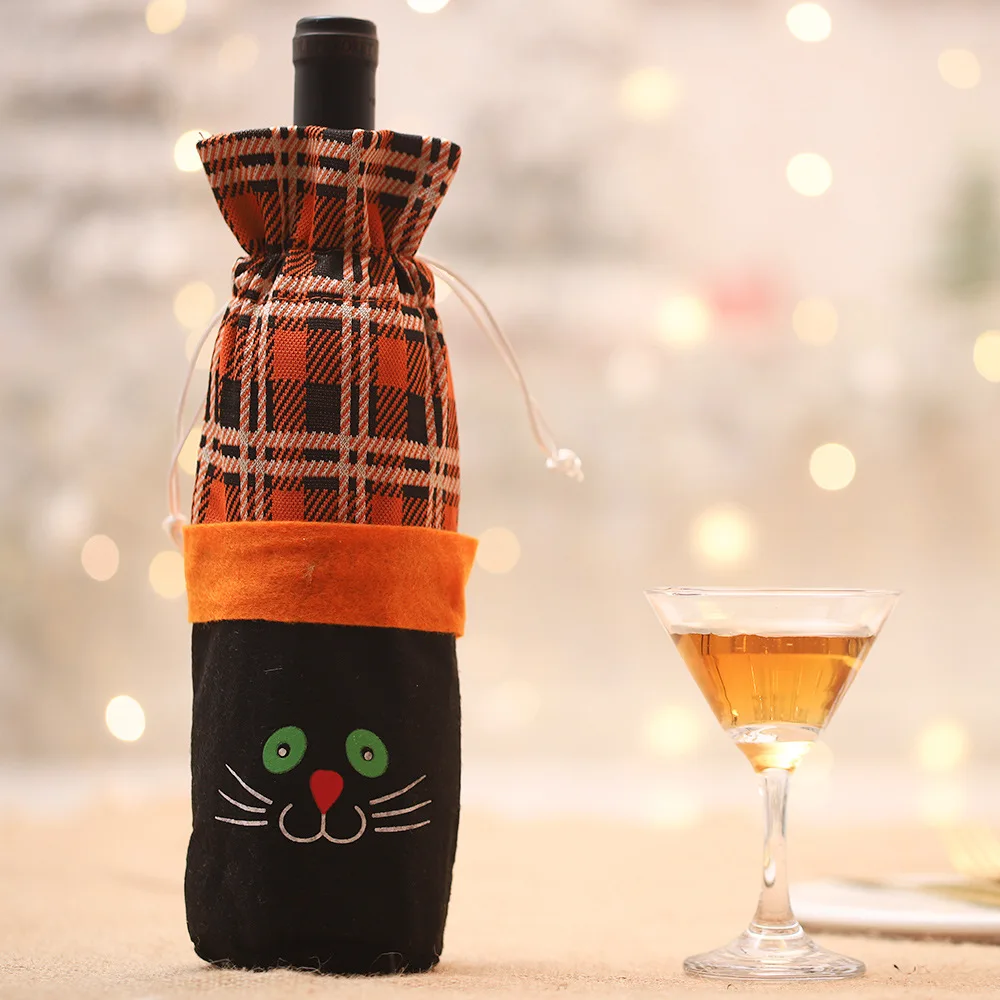 Чехол для винной бутылки на Хэллоуин с Тыквой и ведьмой