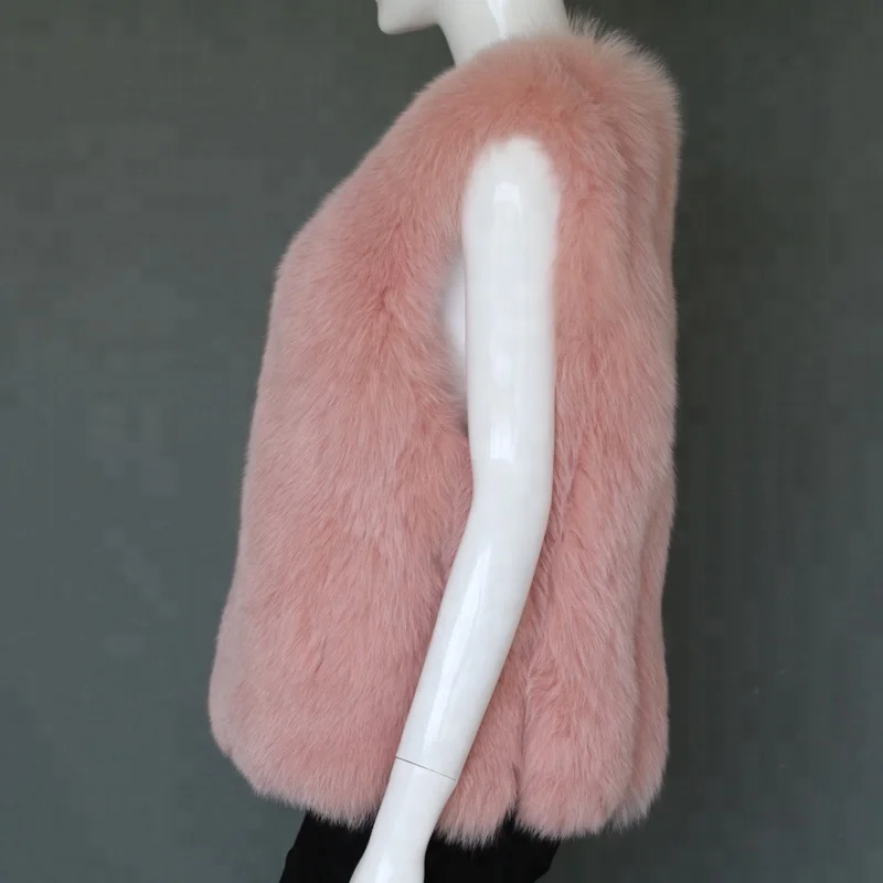 Thick fox fur lady girl vests cheap price real fur waistcoat women sleeveless fur coats