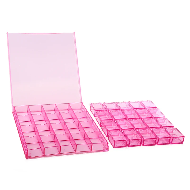 Nadeco 20 Separator Grids Plastic Transparent Pink Multifunctional Nails Storage Box