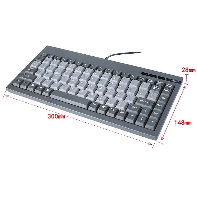 Compact Industrial Keyboard with Rugged PC/ABS Keys and USB or PS/2 interface