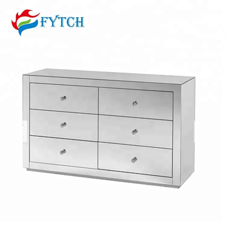 Factory Price Mirrored Furniture Wholesale 6 Drawer Dresser Cabinet
