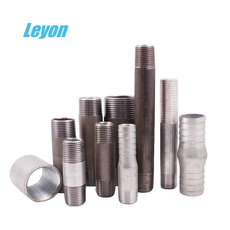 Galvanized black carbon steel nipple BSPT male thread gi pipe Nipple
