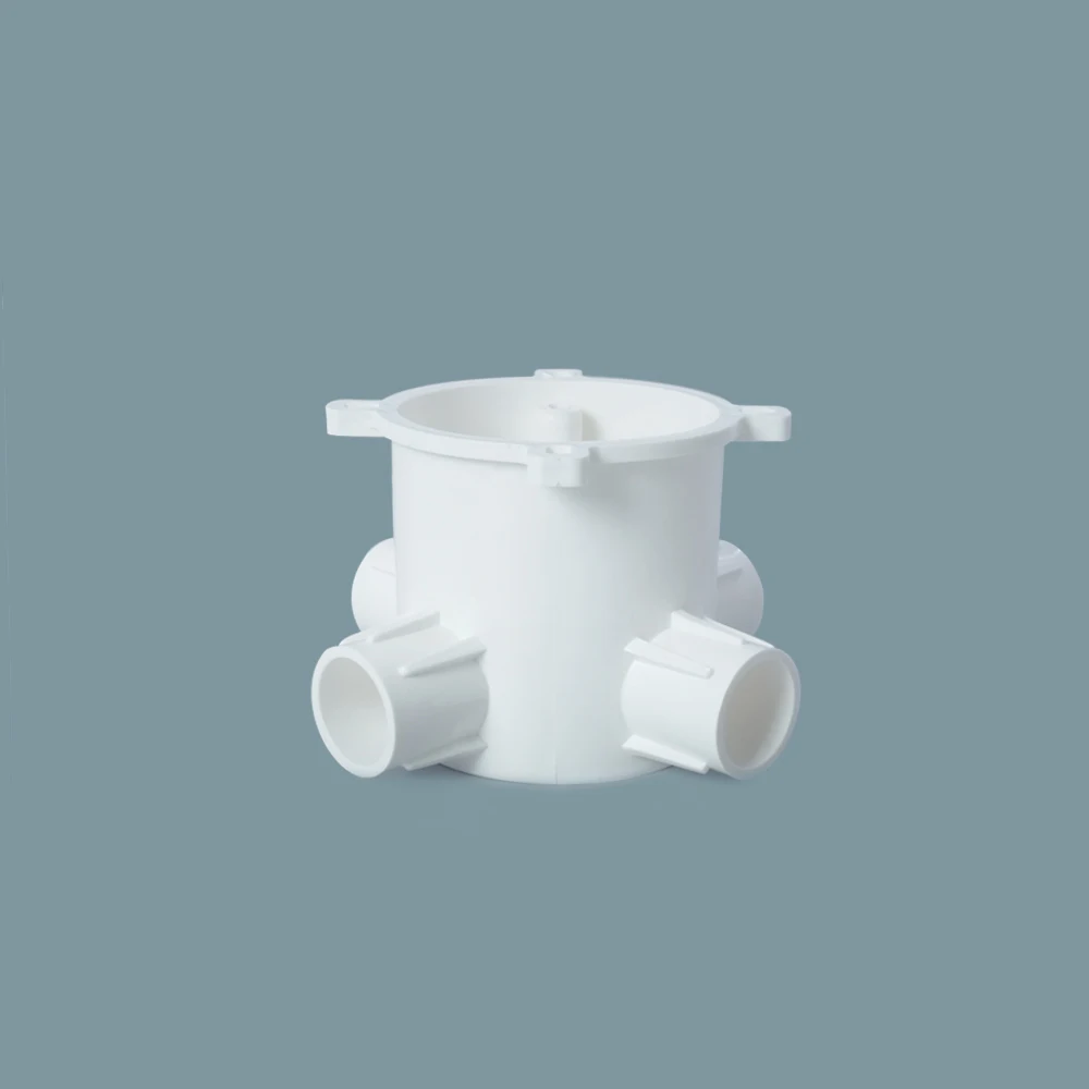 High Quality CPVC Four Way Deep Round Junction Box for electrical conduits
