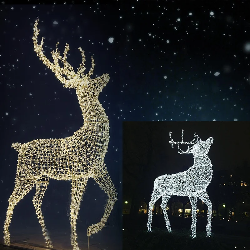 Giant LED reindeer for outdoor life size christmas decorative deer for commercial holiday light displays