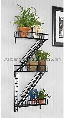 Metal Fire Escape Shelf, Black Bookshelf Sundries Holder
