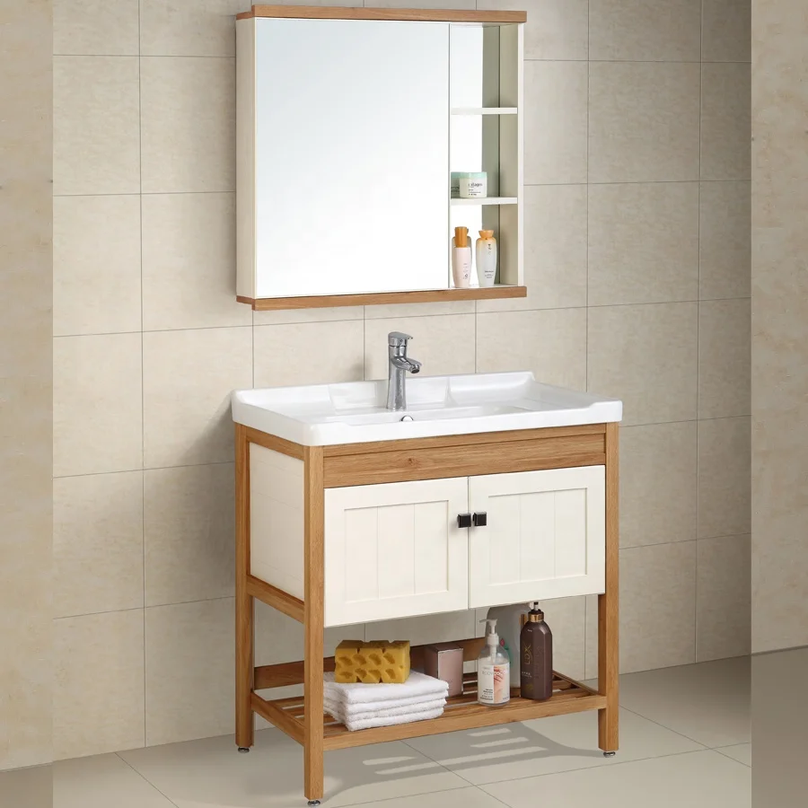Floor Standing Ceramic Basin Aluminum Bathroom Vanity Bathroom Cabinet