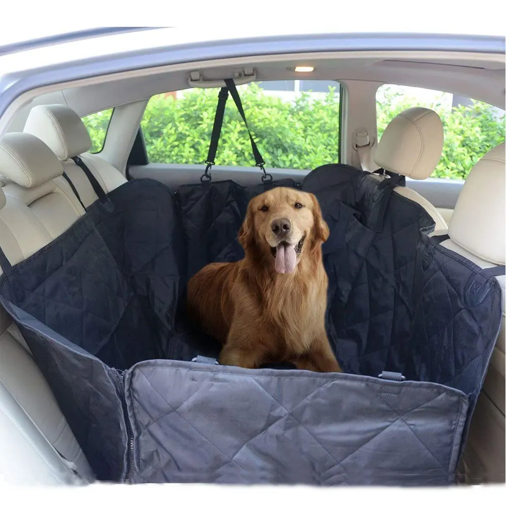 Heavy Duty water Proof Nonslip Durable Quilted Pet Back Booster Hammock Dog Rear Car Seat Cover with Large Side Flaps Bonus Belt