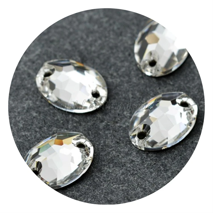3210 Oval Sewing Rhinestone Crystal AB 7x10,15*31mm Foil Back Holes Non Hotfix Glass Rhinestones for Clothes Applique Beaded