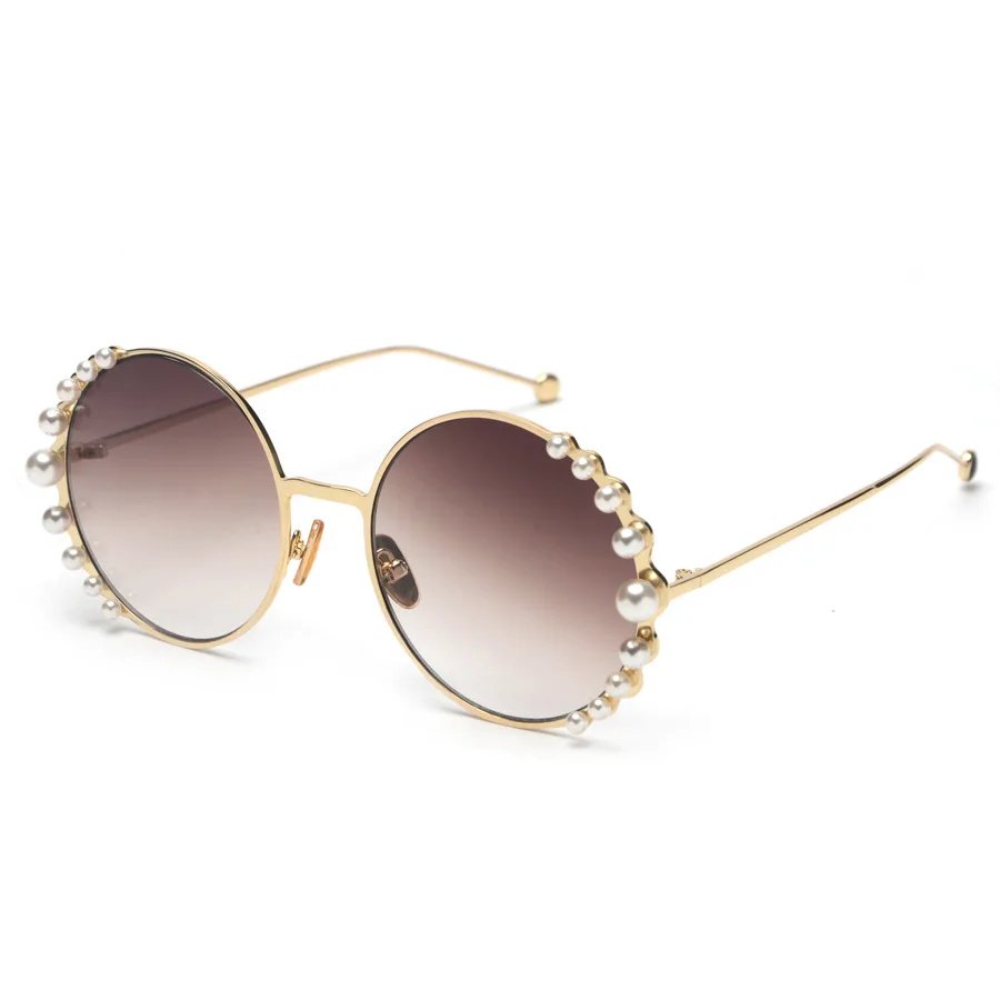 2019 mimiyou Pearl Round Sunglasses Women Metal High-Grade Sun Glasses Men Vintage Fashion Female Eyeglasses Lady Shades oculos