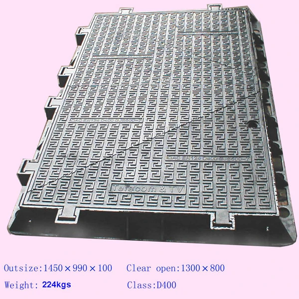 
D400 Ductile iron cast iron Double triangular manhole covers EN124 B125 C250 manhole cover and frames 
