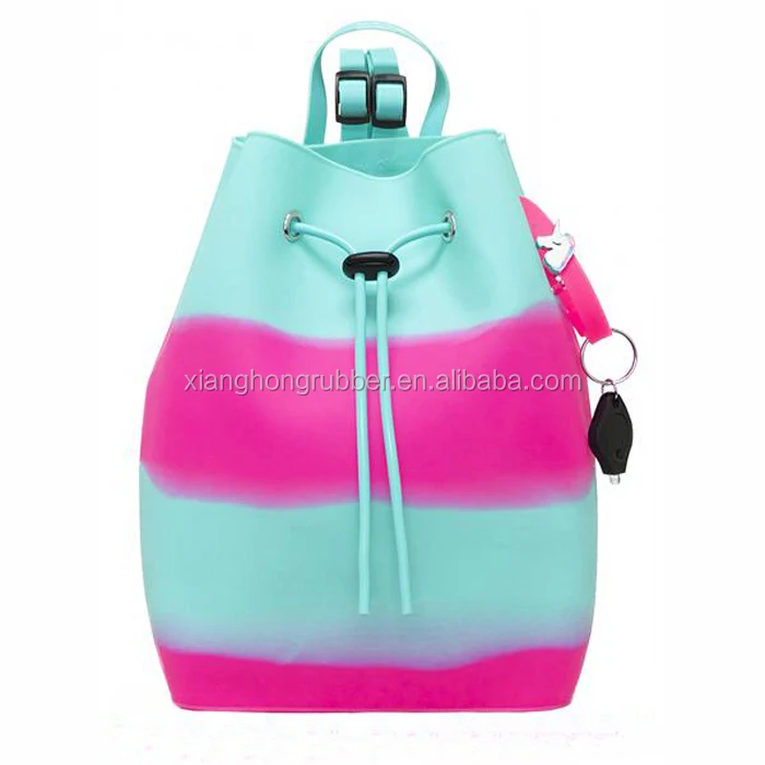 Hot Sale Gift Silicone Assorted Color Backpack Waterproof Drawstring Bucket Bag Girl Travel Beach Bag