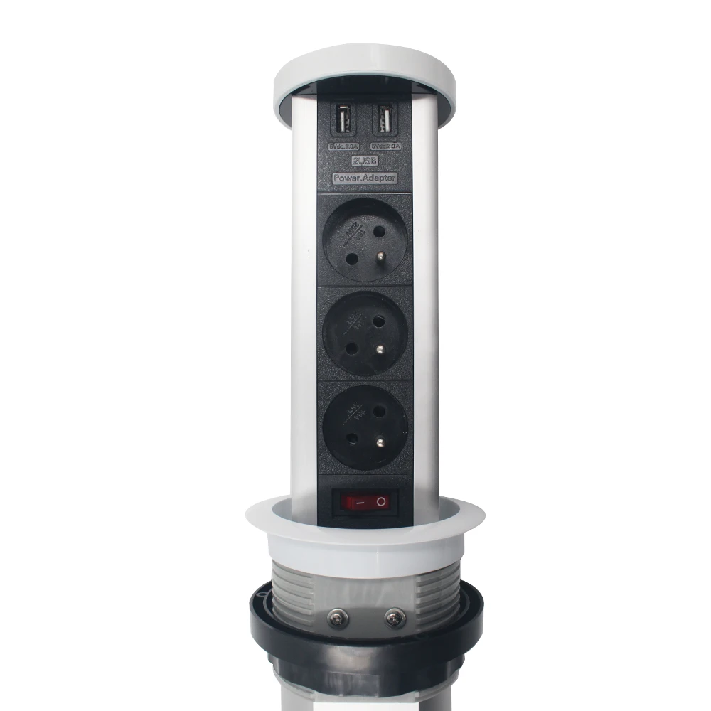 Pop up Outlet выдвижной Скрытая встраиваемые мощность полосы мощность разъем с 3 FR Plug 2 порты USB и беспроводной зарядки