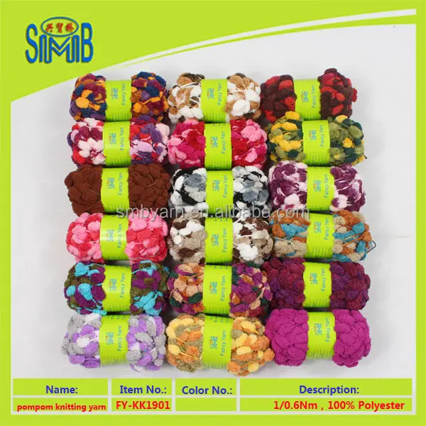 многоцветный пинг-понга рука вязание фасонной пряжи для вязания шарфа с помпонами