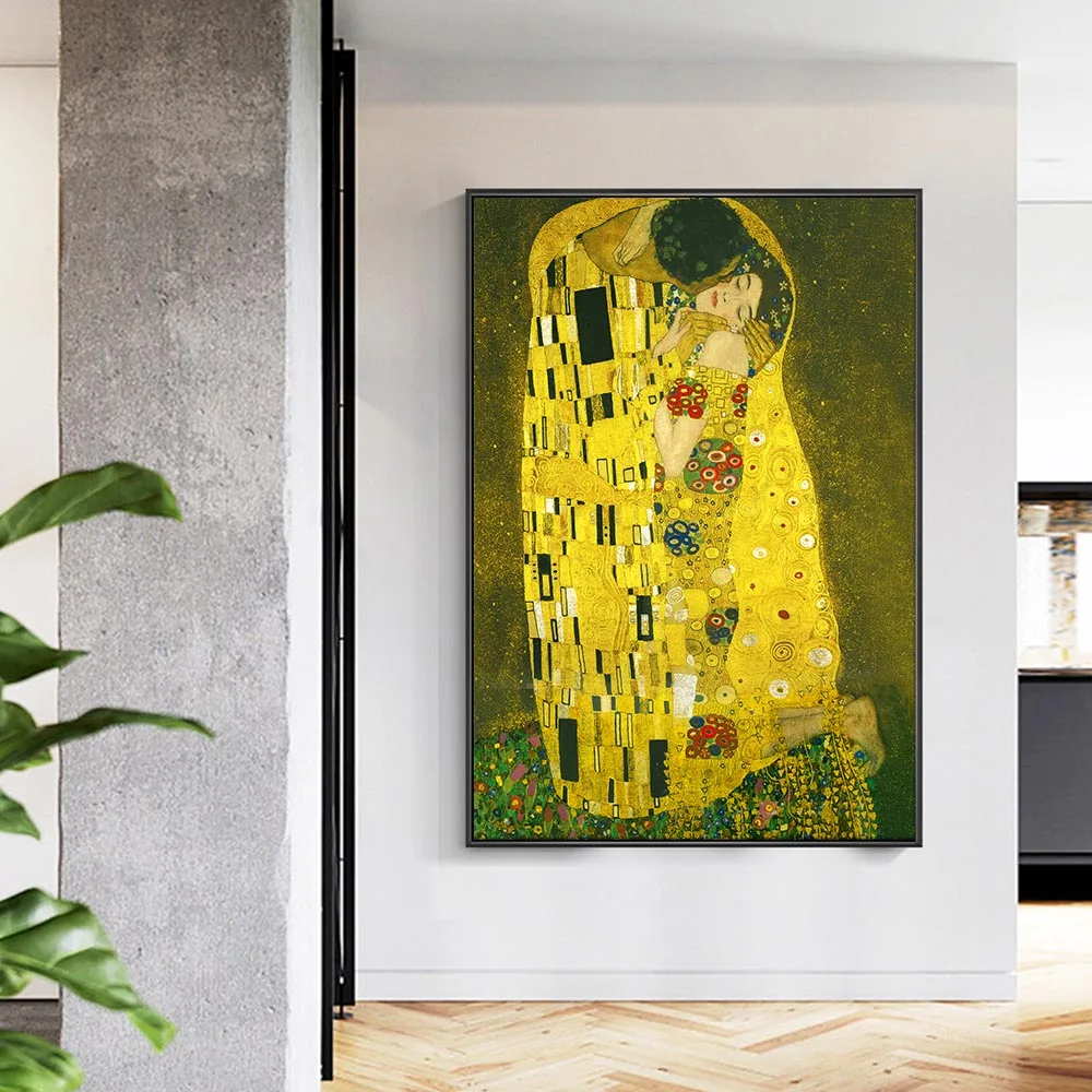 High quality hand painted wall designs kiss art  reproduction oil painting