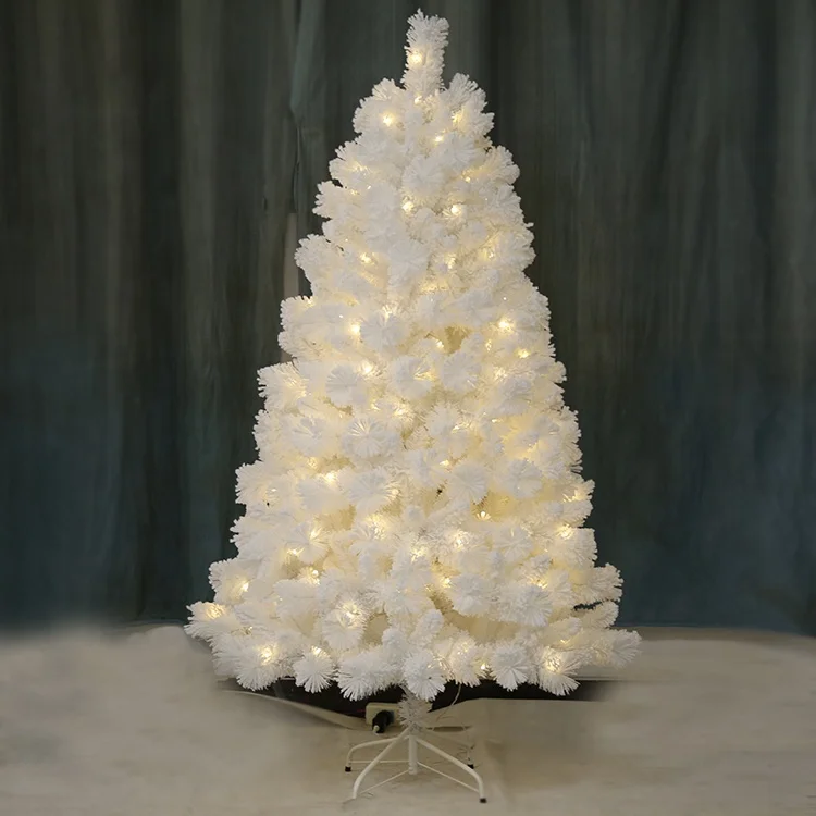 2021 New product White flocking Christmas tree snow 180cm Christmas tree with lights