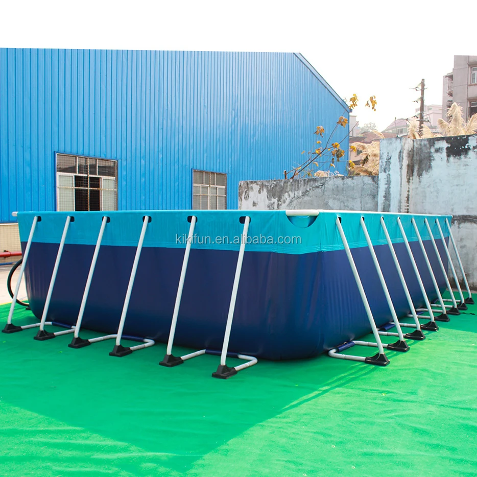 Durable PVC 0.9 tarpaulin rectangular above ground swimming pool with water toys floats / China swimming pool equipment for sale