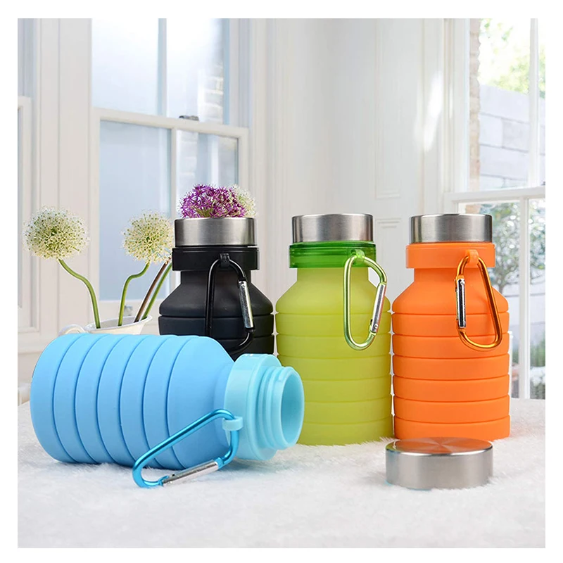550ML Expandable Reusable Drinking Travel Fashion Collapsible Silicone Foldable Water Bottle