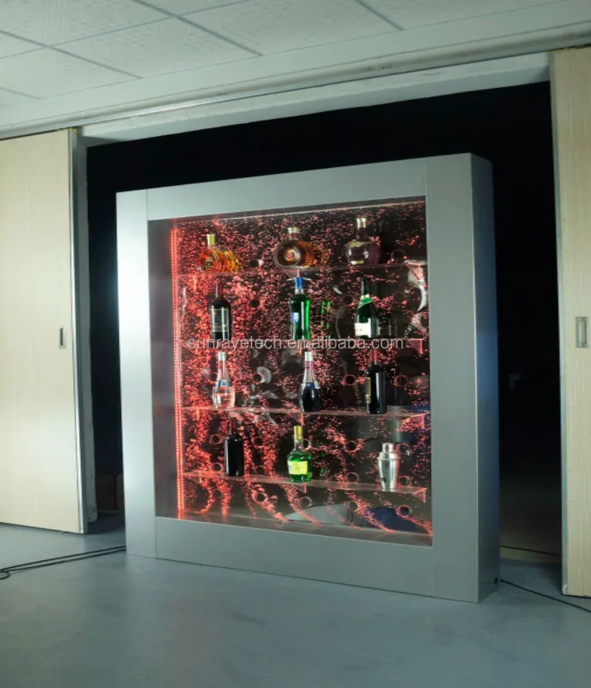 
Floor-Standing LED water bubble feature cabinet with displayer shelves for KTV restaurant Bar Club home furniture 