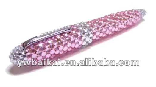 design Rhinestone colorful metal ball pen triangle metal ball pen metal detectable pens