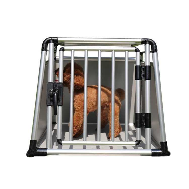High quality single-door aluminum transport dog carrier pet cage round tube transport box dog cage