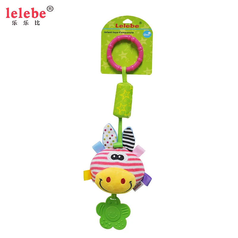 Baby crib decoration toy 2022 OEM wholesale baby bedroom hanging wind chime doll infant plush toy hand bell wind bell teether