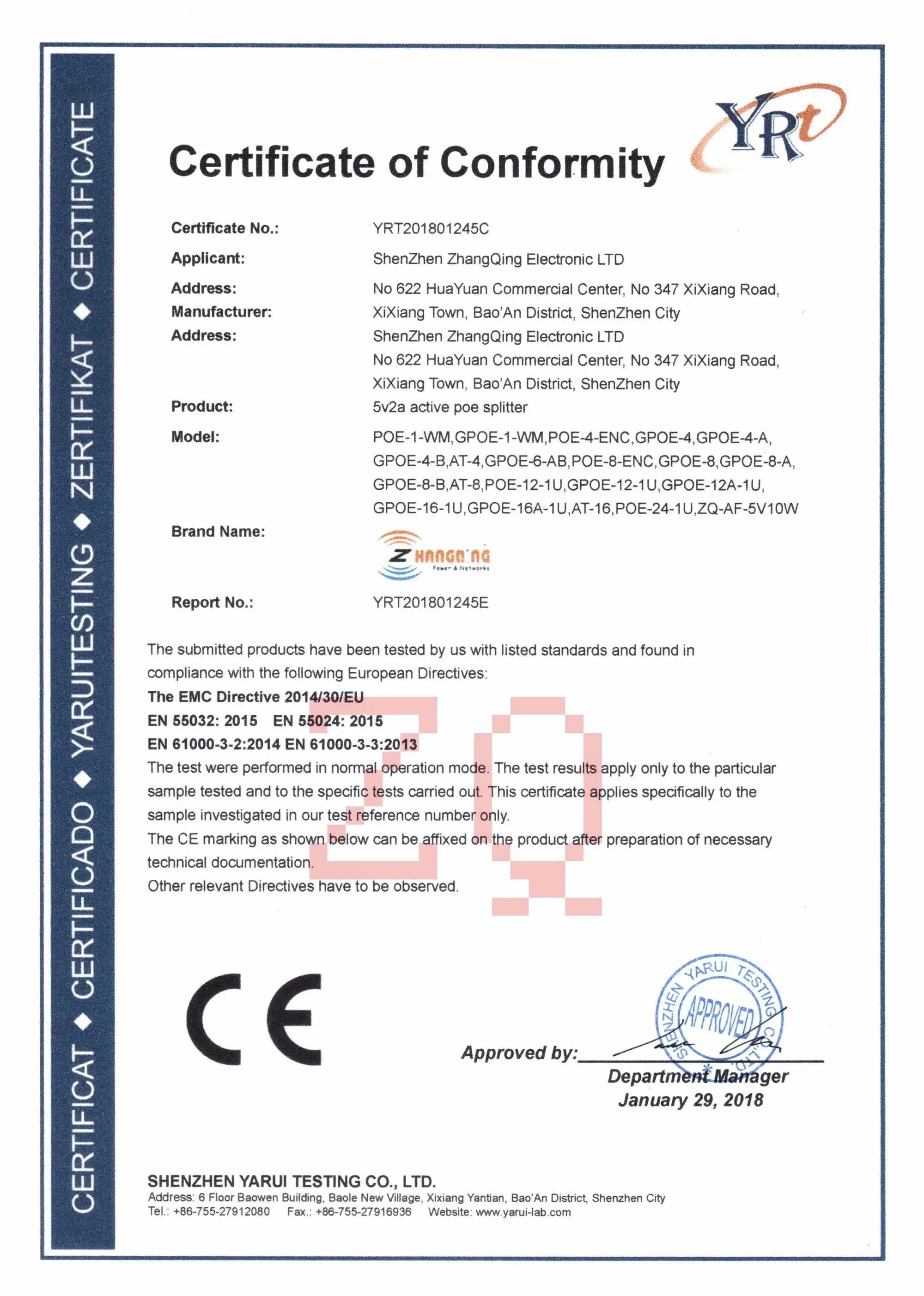 Gigabit 802.3af 802.3AT 56volt 120watt Active PoE Injector 8 port