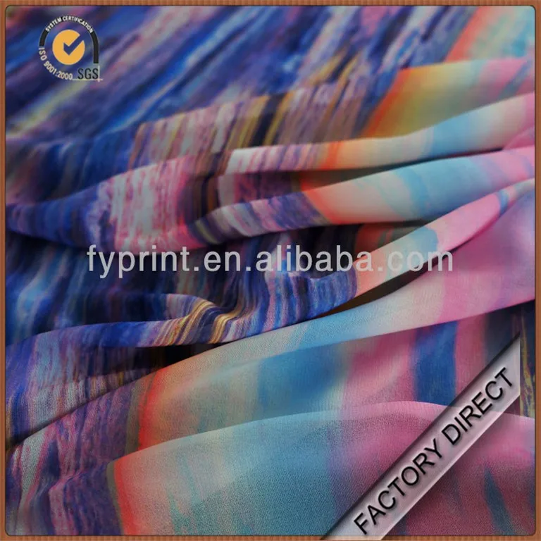 Factory direct popular digital printed gradient color chiffon fabric