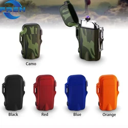 Лучшая уличная водонепроницаемая ветрозащитная зажигалка, USB перезаряжаемая зажигалка с двойной дугой и светодиодным фонариком