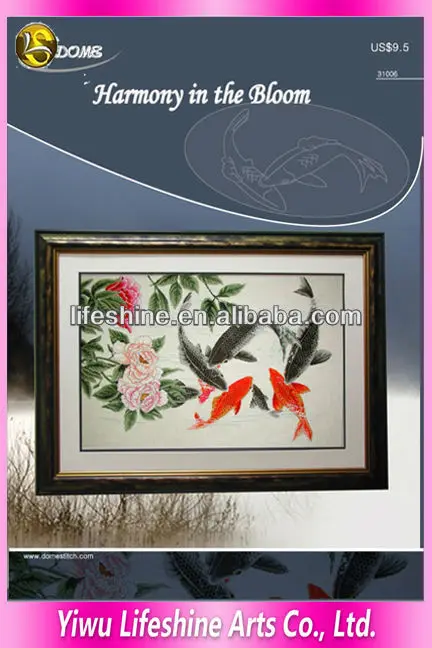 hand embroidery design chinese cross stitch kit carp harmony