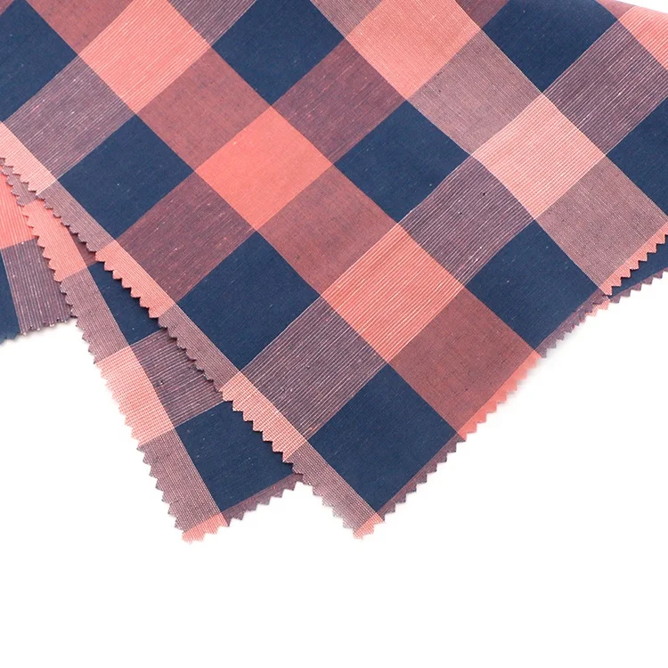 88%Cotton12%linen gingham plain yarn dyed fabric