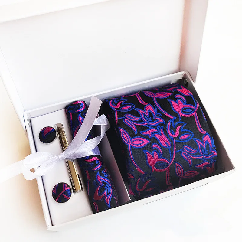 Best selling products dark color microfiber paisley christmas gift set men tie set gift