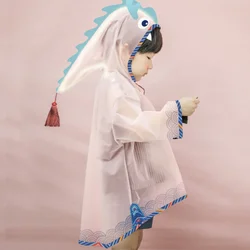 2022 new stylish dragon cute kids  transparent TPU raincoat for children