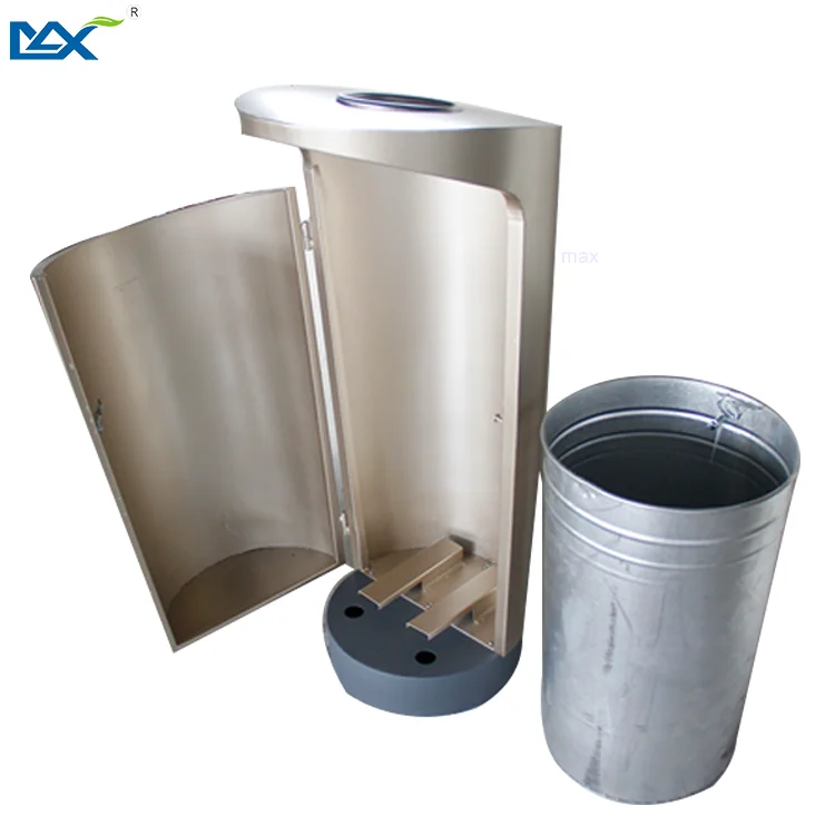 Trash Bin Garbage Bin Outdoor Waste Bin MAX Public Dustbin Metal with Ashtray and Street Storage Bucket IRON Open Top Stocked