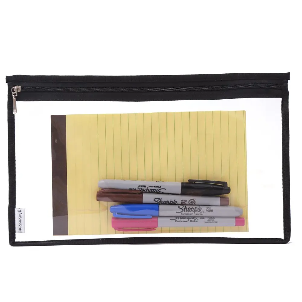 A4 Clear pvc zipper file bag a5 Clear pvc document bag with red zipper B5 pvc envelope bag with card pouch
