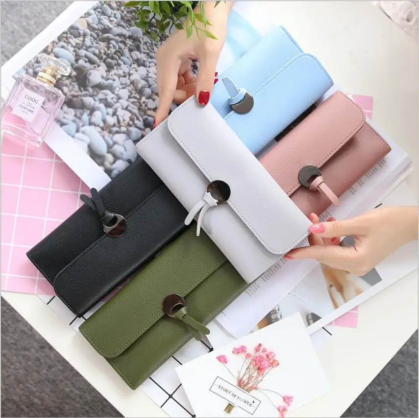 2018 fashion woman solid color long wallet without logo