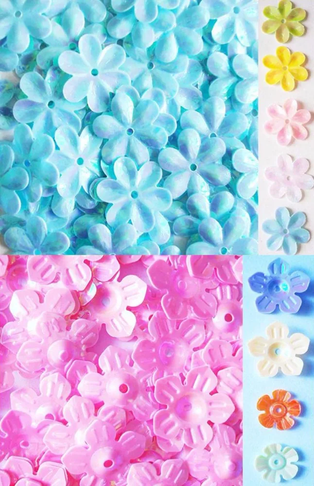 Rainbow PVC Flower Sequins S90 , PVC Multicolor Wholesale Sequin Flowers S259