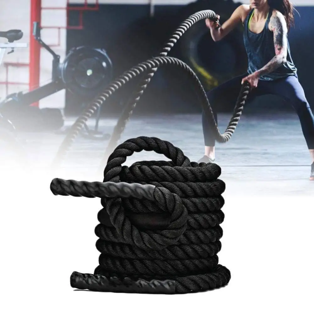 Fitness Battle jump Rope - 38mm/50mm Width Poly Dacron 9m/12m/15m Length Exercise Undulation Ropes
