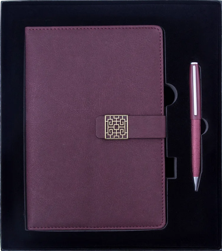 New arrival office ladies paper stationery PU notebook gift set with pen