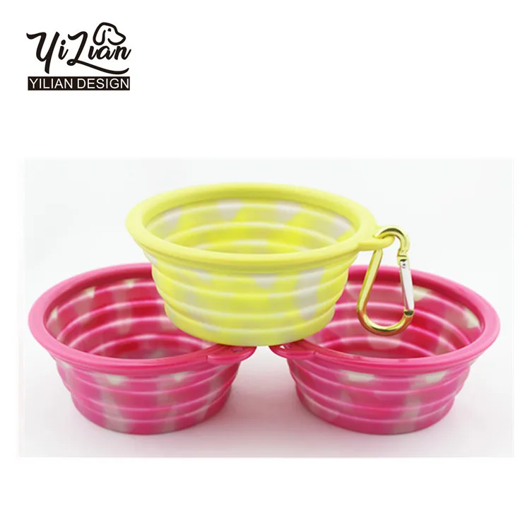 
Custom Logo eco-friendly silicone folding collapsible travel pet bowl with hook portable pet dog feeder dog 