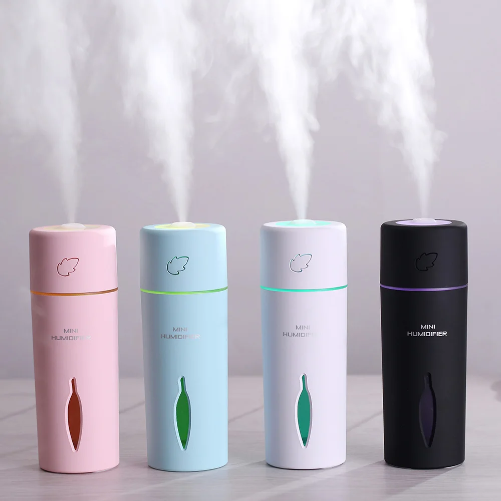 Colorful air usb portable mist Leaf humidifier for bedroom and office with nigh light