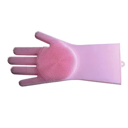 Reusable Durable Silicone Gloves with Wash Scrubber- Household Pot Holder Cleaning Glove