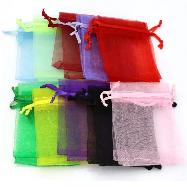 Mixed color Jewelry packaging Drawable Organza Bags 7x9cm Gift Bags & Pouches Packing bags