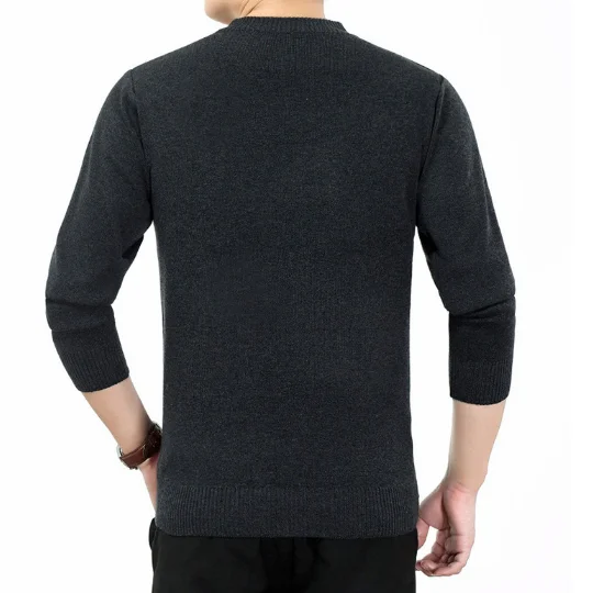 New style middle aged fashion Square good quality classic Dad clothes business O-neck knitwear Exquisite cashmere Men sweater
