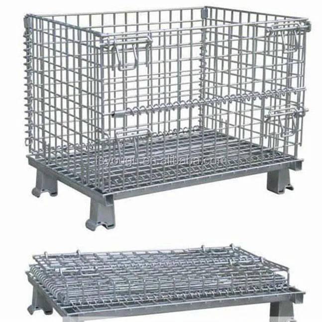 
warehouse customized stackable foldable stainless steel cage/wire mesh container 
