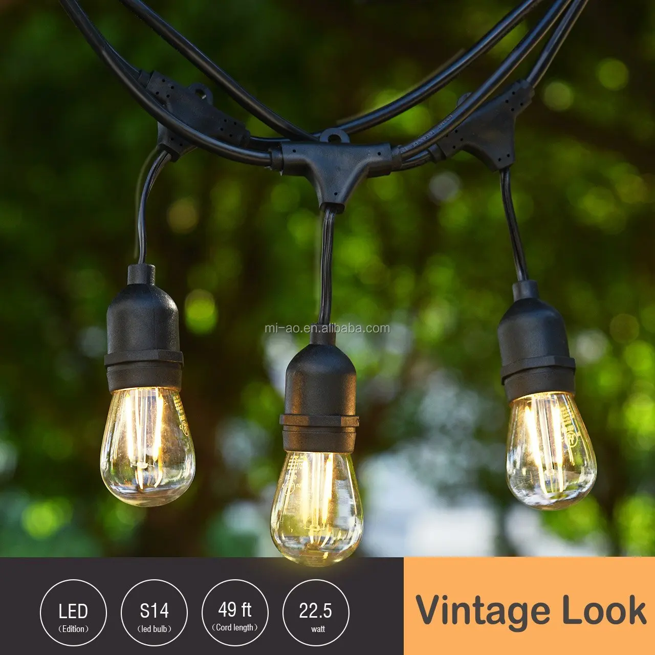 Waterproof Ip65 Lighting Outdoor Xmas Christmas Light Custom Length 110V Festoon string lights