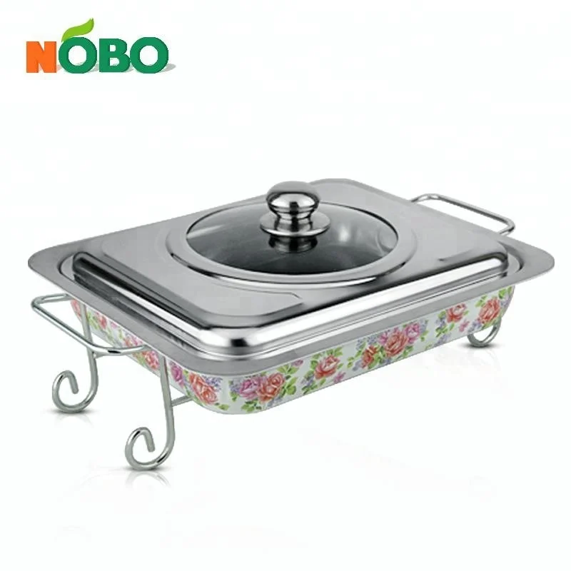 Flower Design banquet party Stainless Steel Buffet Food warmer Server With Stand