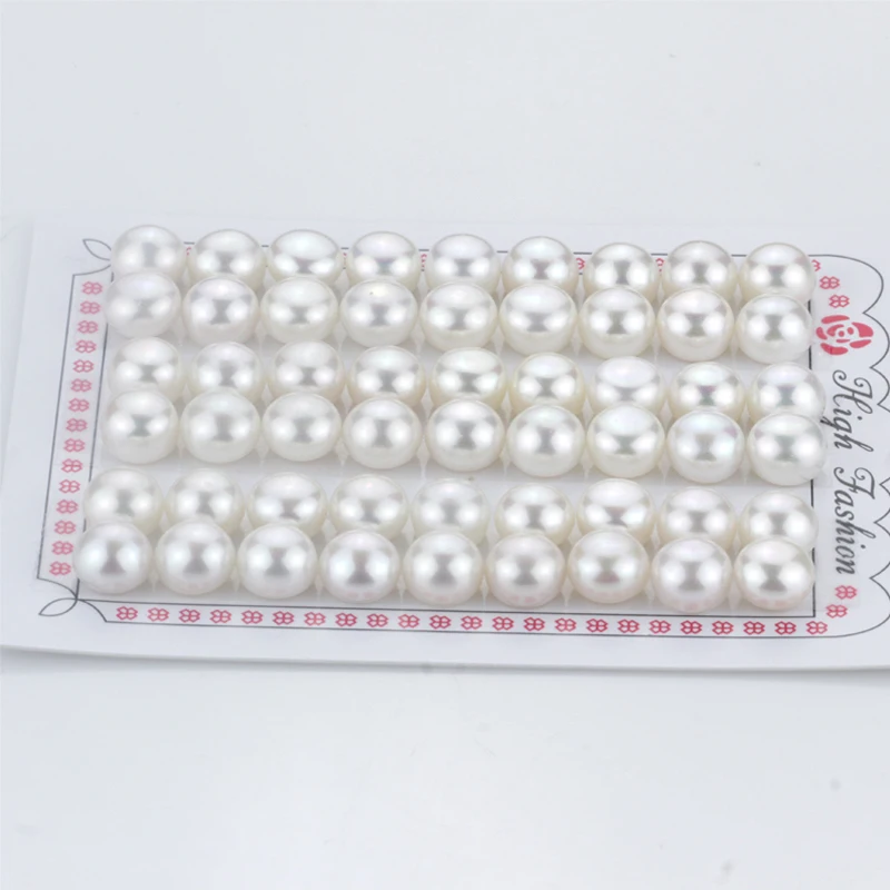 
8-9mm AAA grade button natural real price wholesale half drilled loose fresh water cultured pearl freshwater integrity pearl 