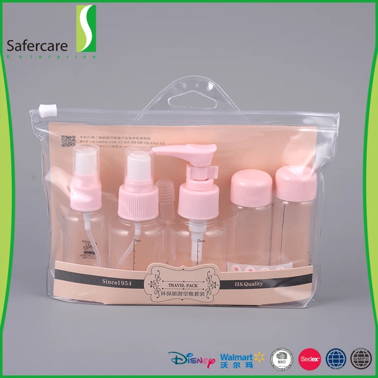 
Диспенсер лучшего качества, набор косметических принадлежностей для путешествий, набор бутылок для путешествий в отеле с сумкой из ПВХ 