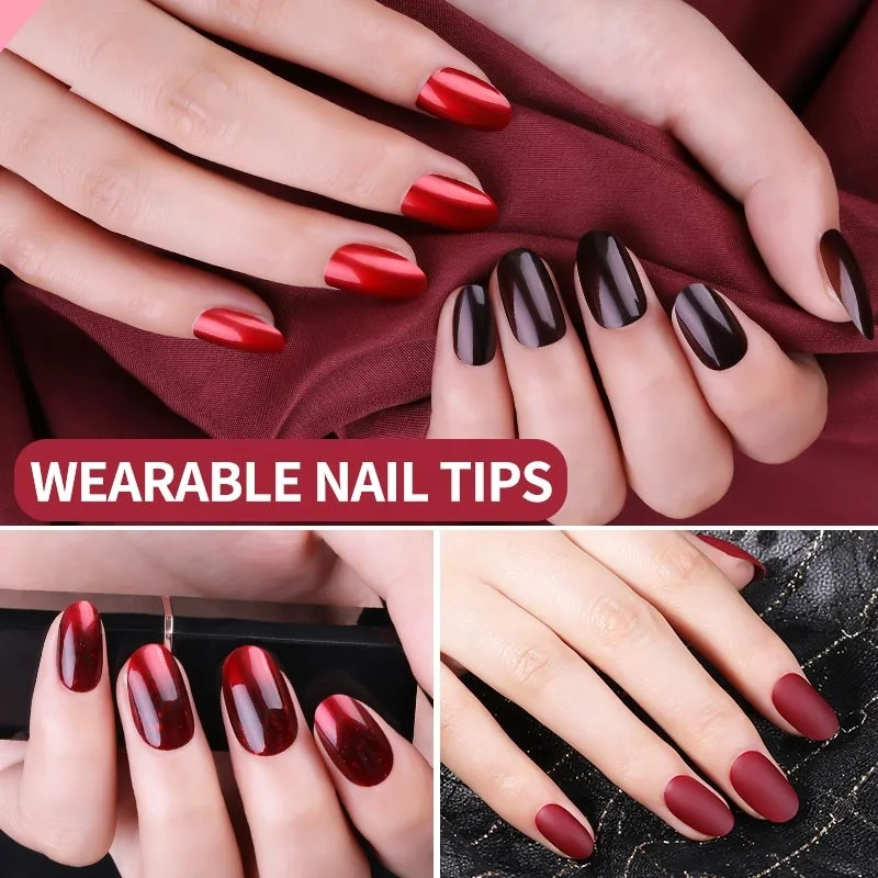 9 designs full color wearable nail tips